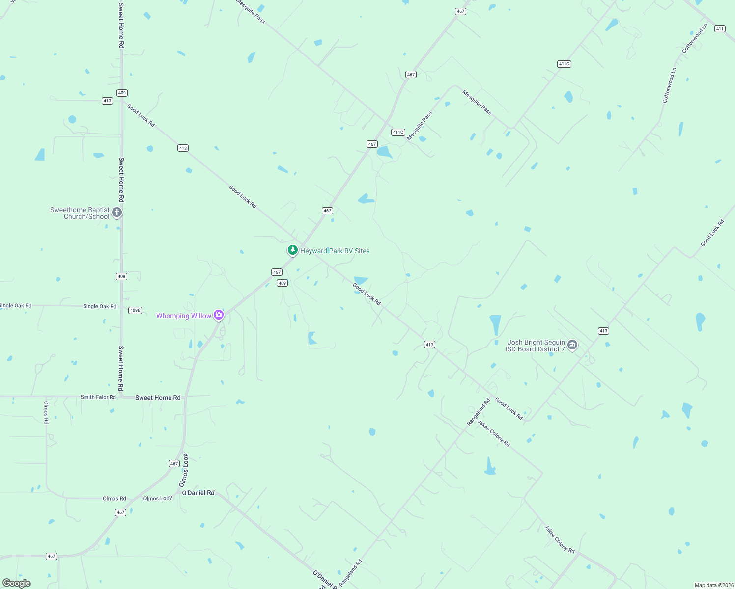 map of restaurants, bars, coffee shops, grocery stores, and more near 3701 Good Luck Road in Seguin