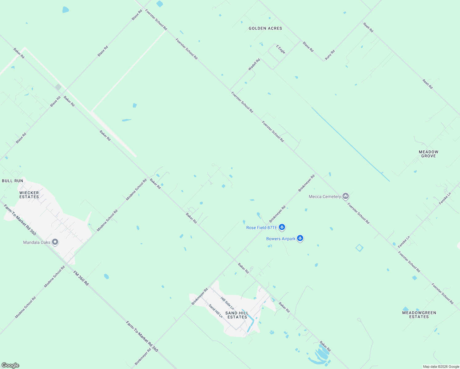 map of restaurants, bars, coffee shops, grocery stores, and more near 7701 Welch Road in Needville