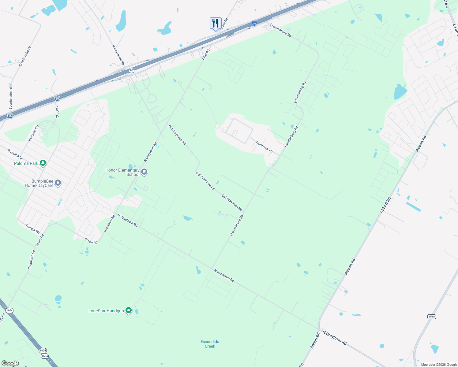 map of restaurants, bars, coffee shops, grocery stores, and more near 3311 Freudenburg Road in Converse