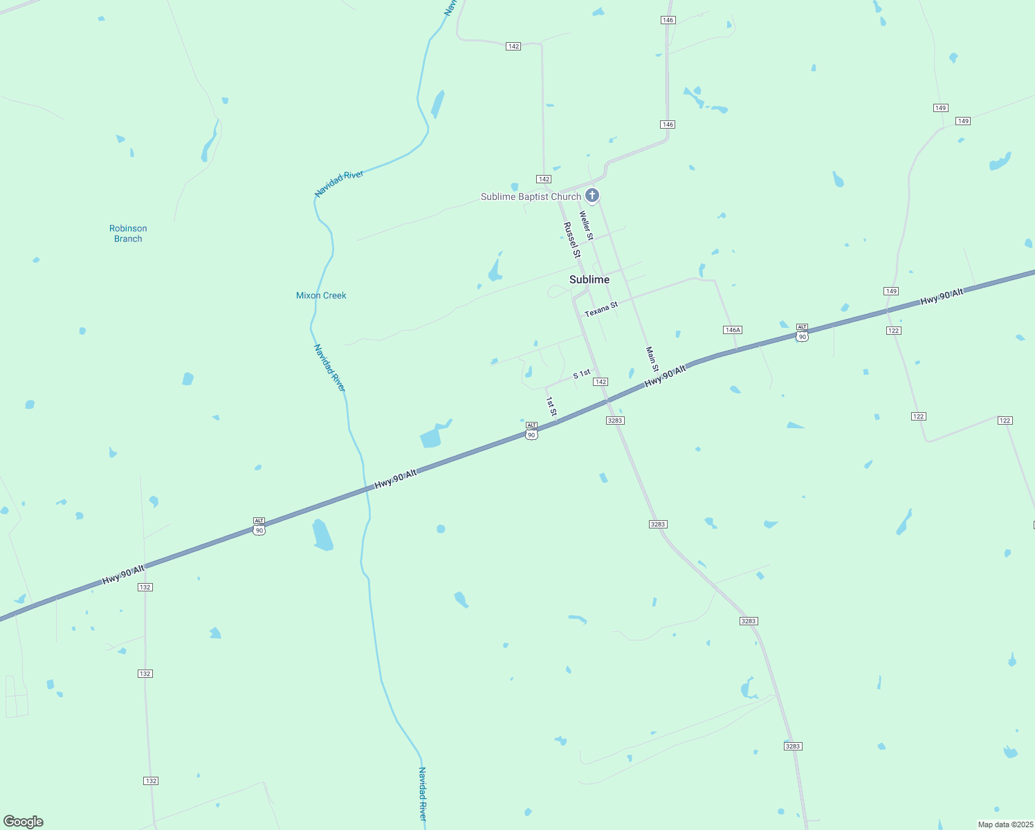 map of restaurants, bars, coffee shops, grocery stores, and more near 8510 US Highway 90a East in Sublime