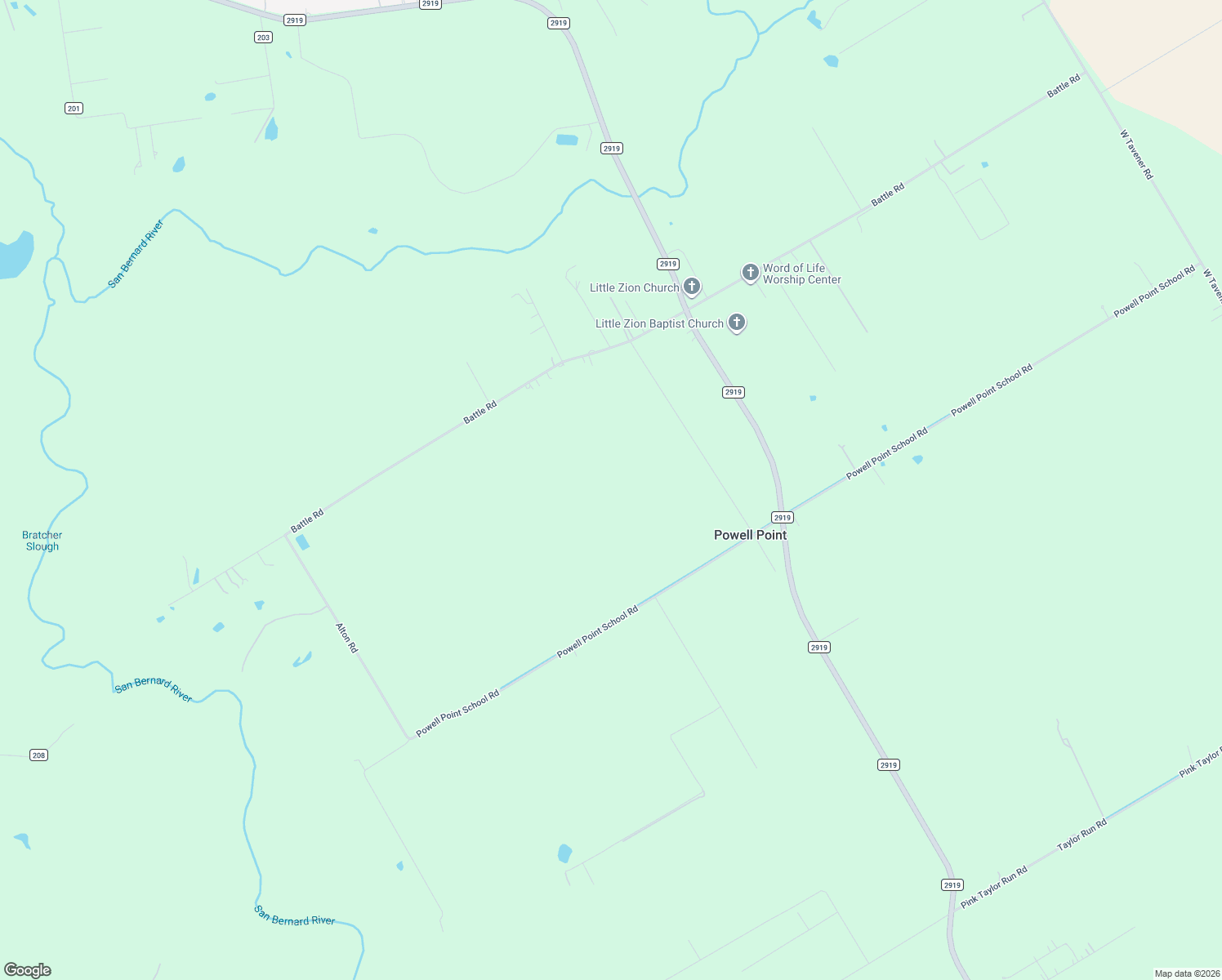 map of restaurants, bars, coffee shops, grocery stores, and more near 13727 Battle Road in Beasley