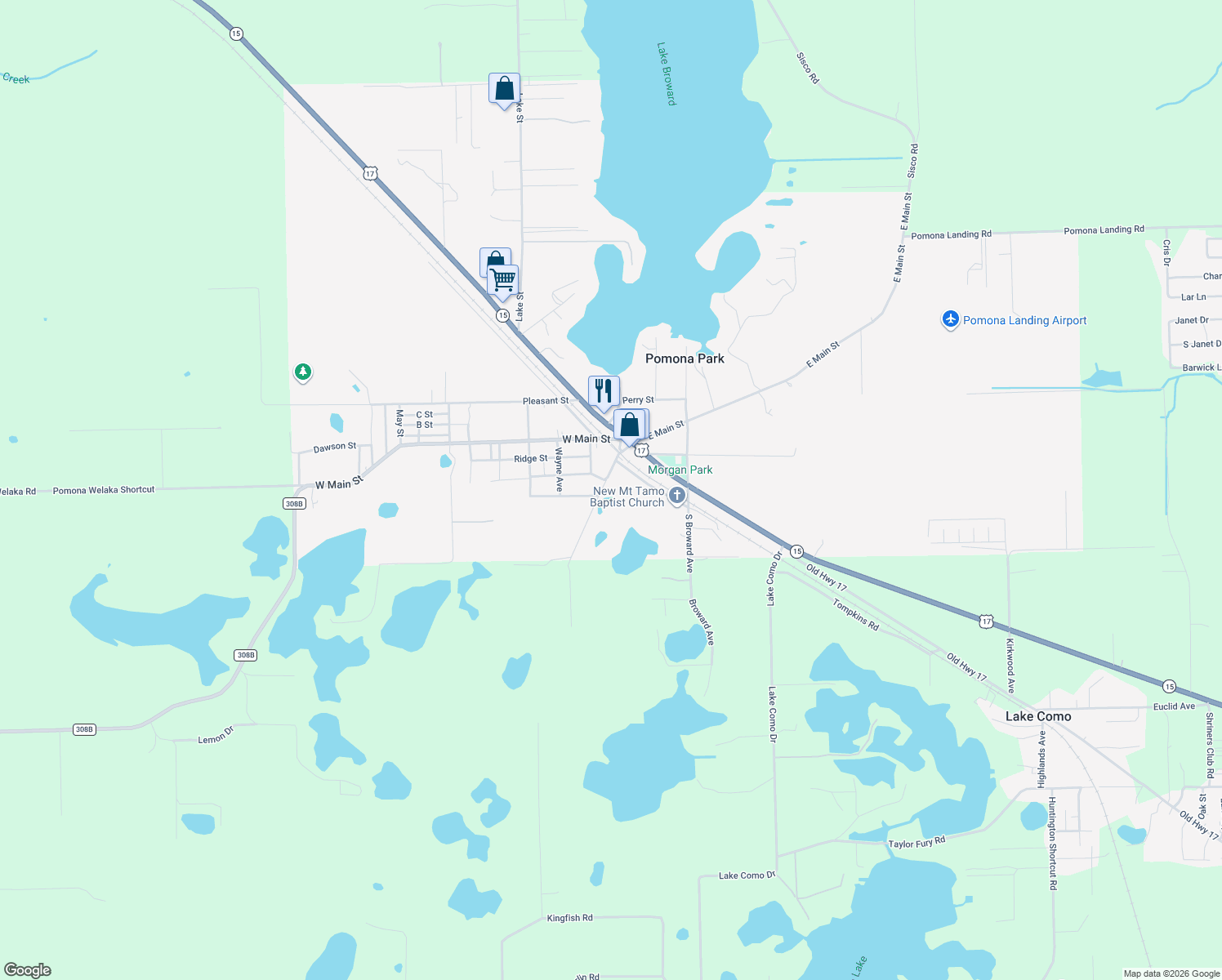 map of restaurants, bars, coffee shops, grocery stores, and more near 121 Prospect Street in Pomona Park