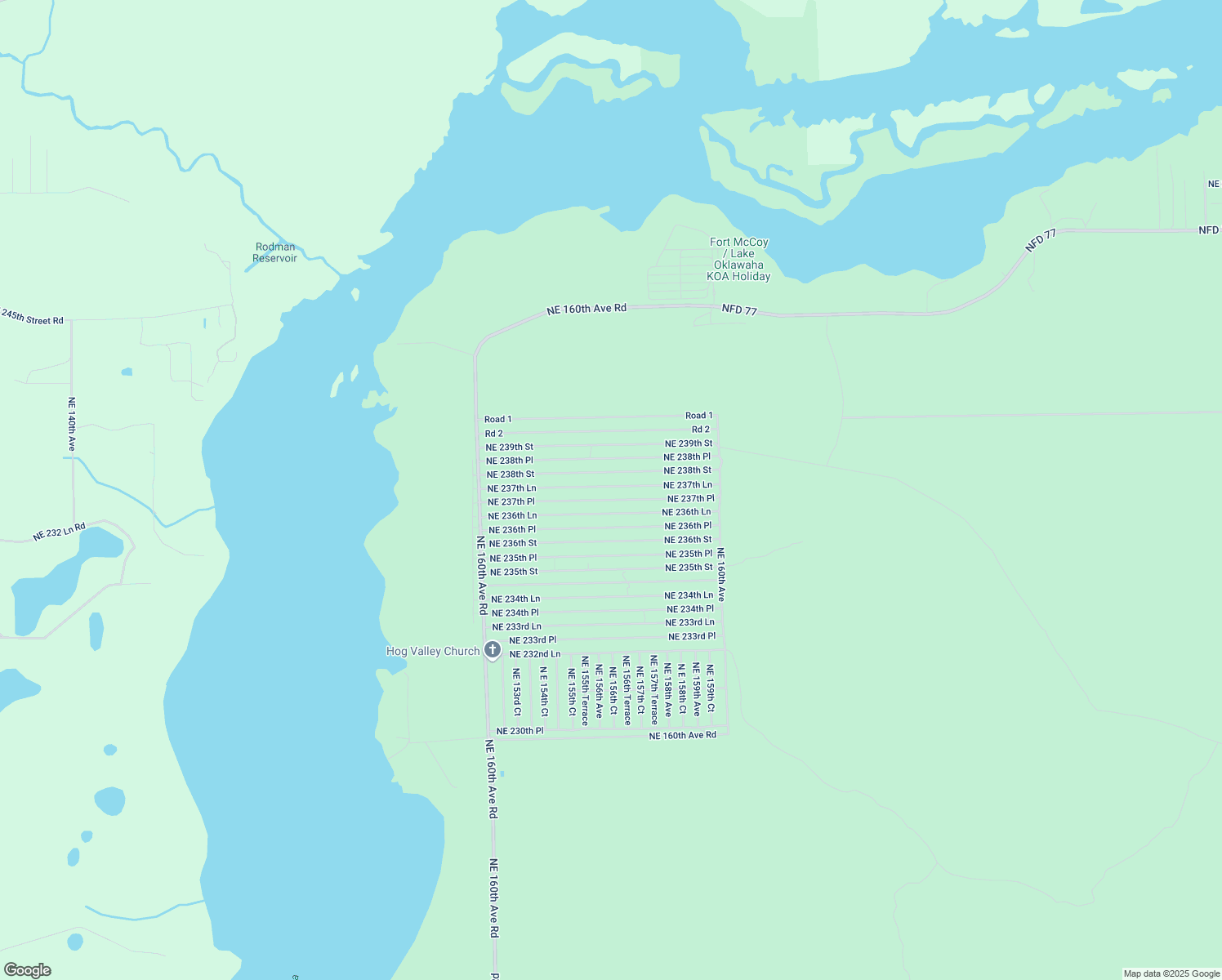 map of restaurants, bars, coffee shops, grocery stores, and more near 15660 Northeast 237th Lane in Fort McCoy