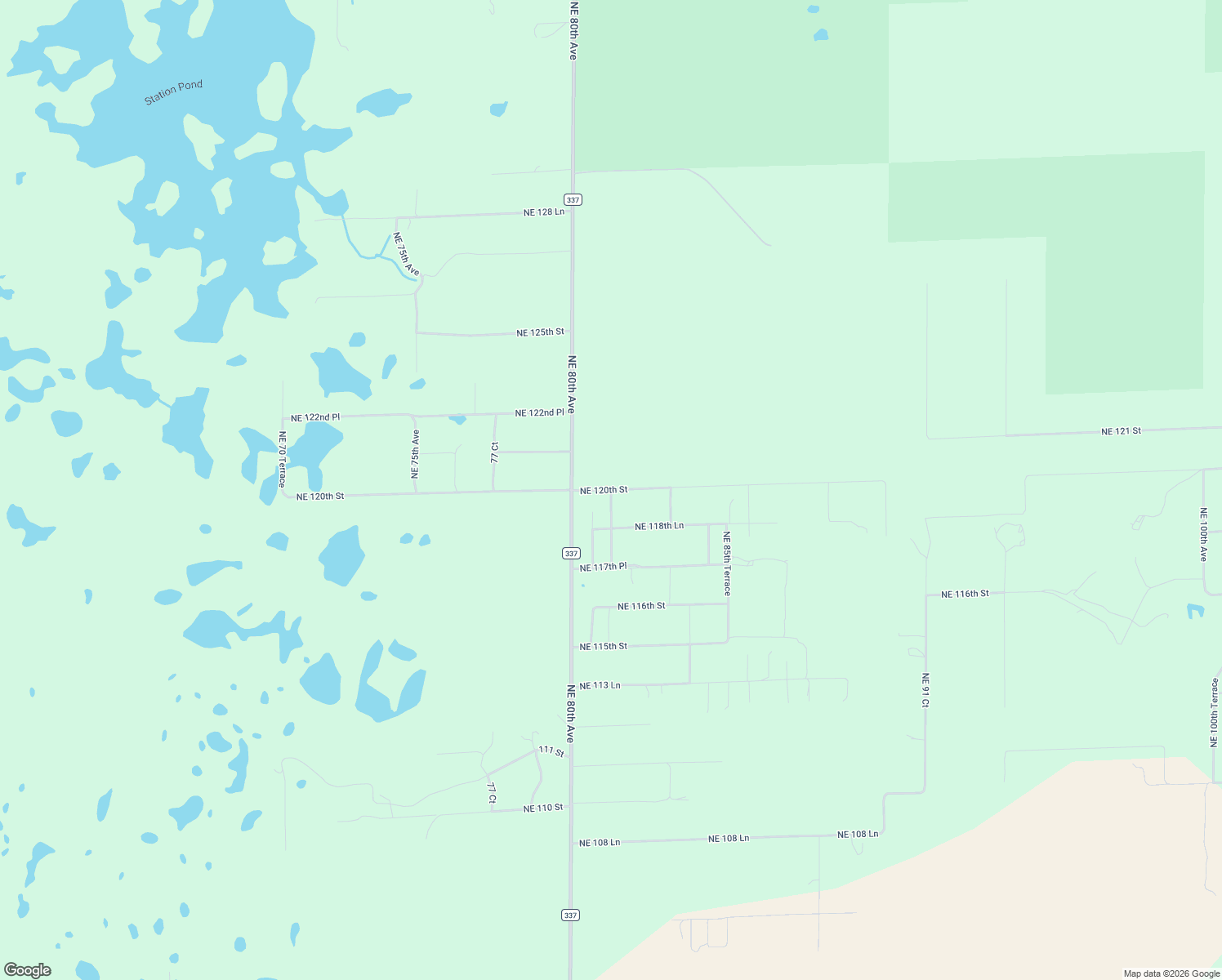 map of restaurants, bars, coffee shops, grocery stores, and more near 8190 Northeast 120th Street in Bronson