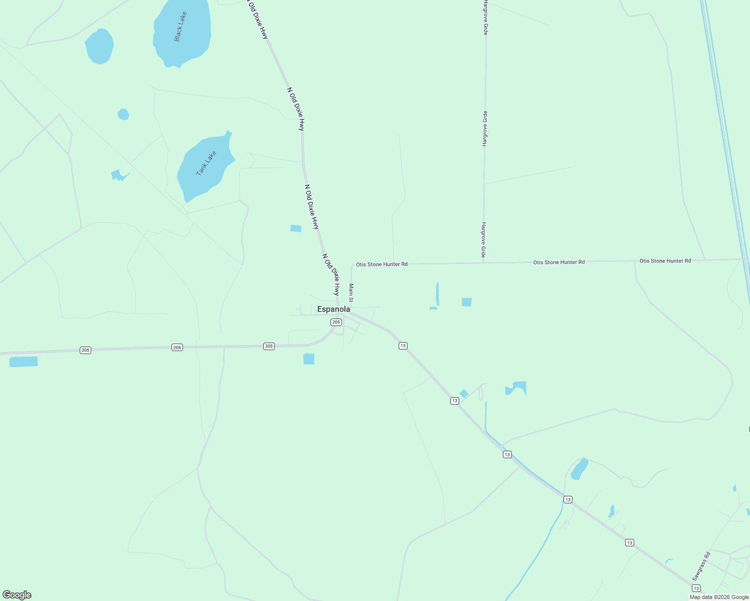 map of restaurants, bars, coffee shops, grocery stores, and more near 105 Oak Avenue in Bunnell