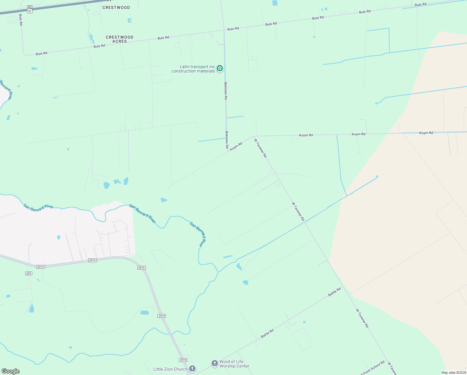 map of restaurants, bars, coffee shops, grocery stores, and more near 4701 West Tavener Road in Beasley
