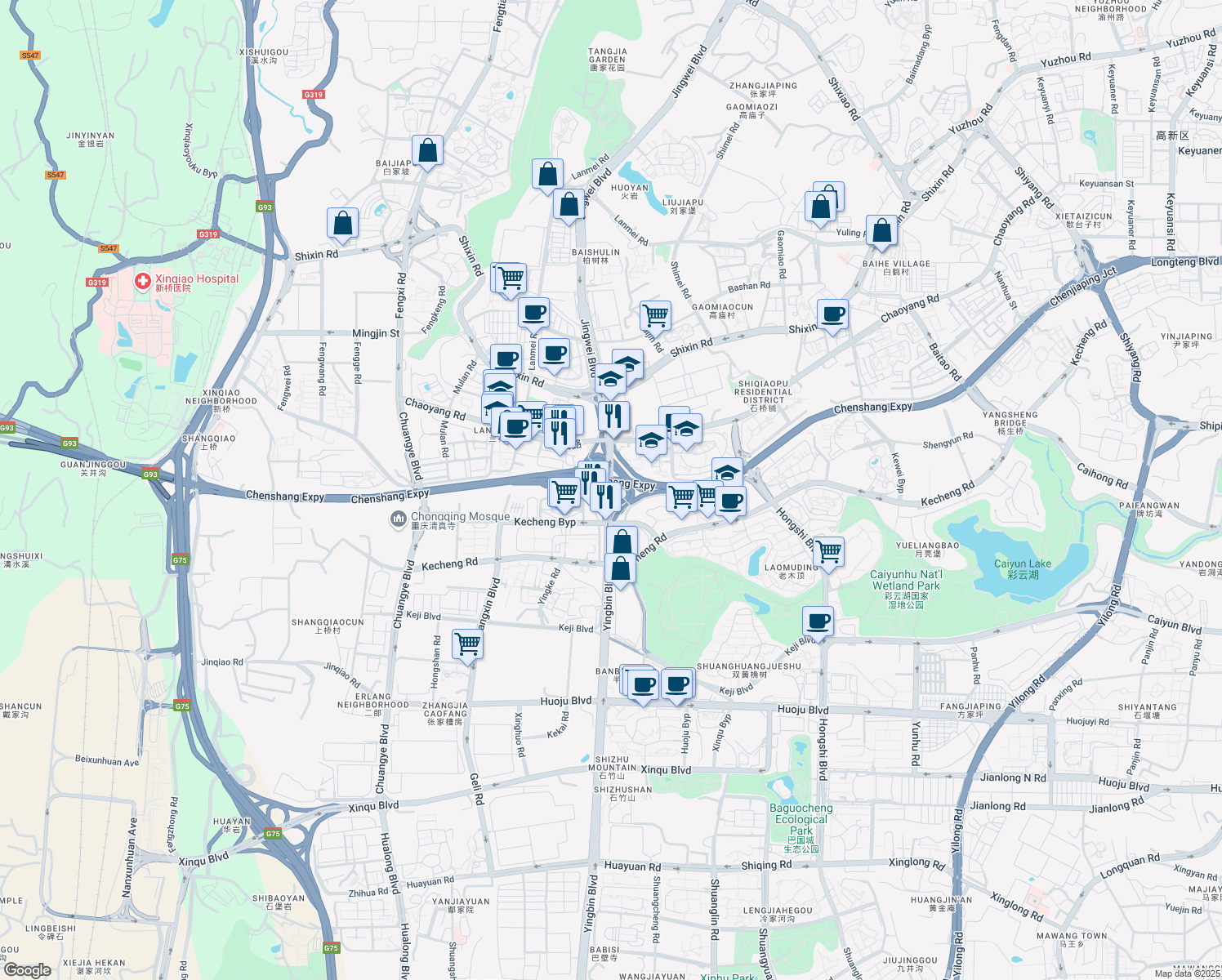 map of restaurants, bars, coffee shops, grocery stores, and more near in 