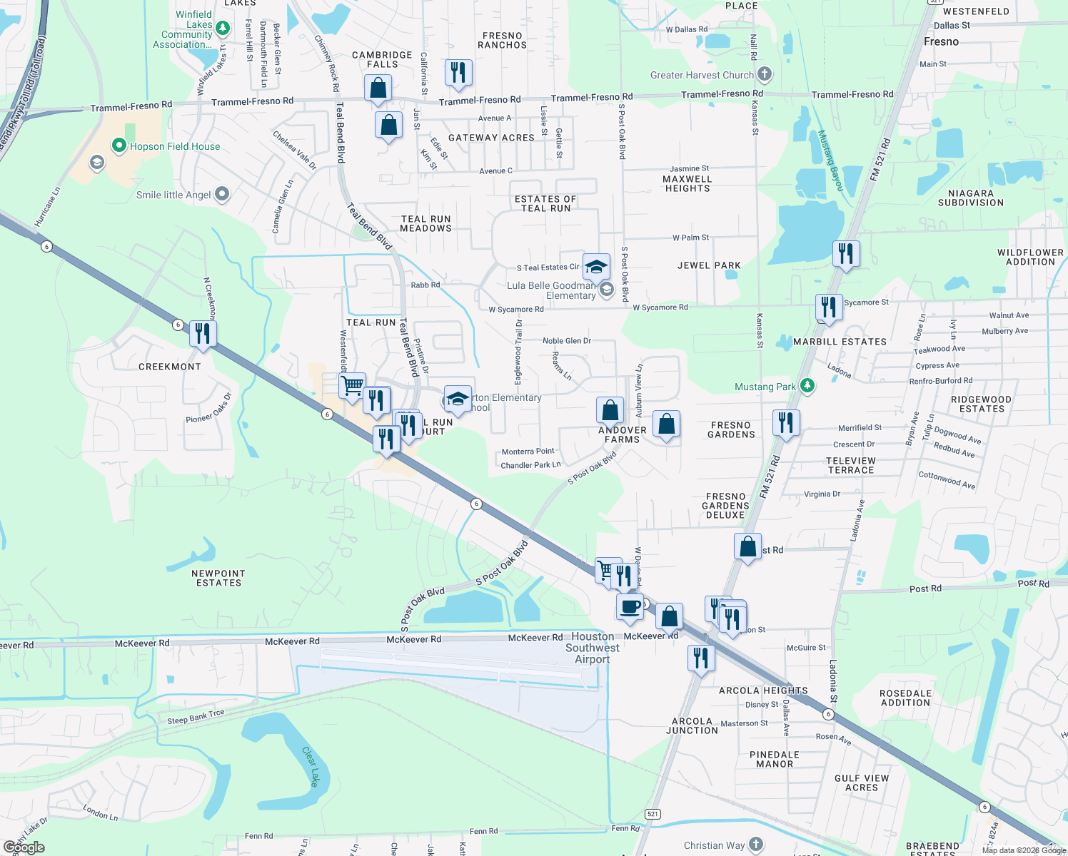 map of restaurants, bars, coffee shops, grocery stores, and more near 1407 Hunter Ridge Court in Fresno