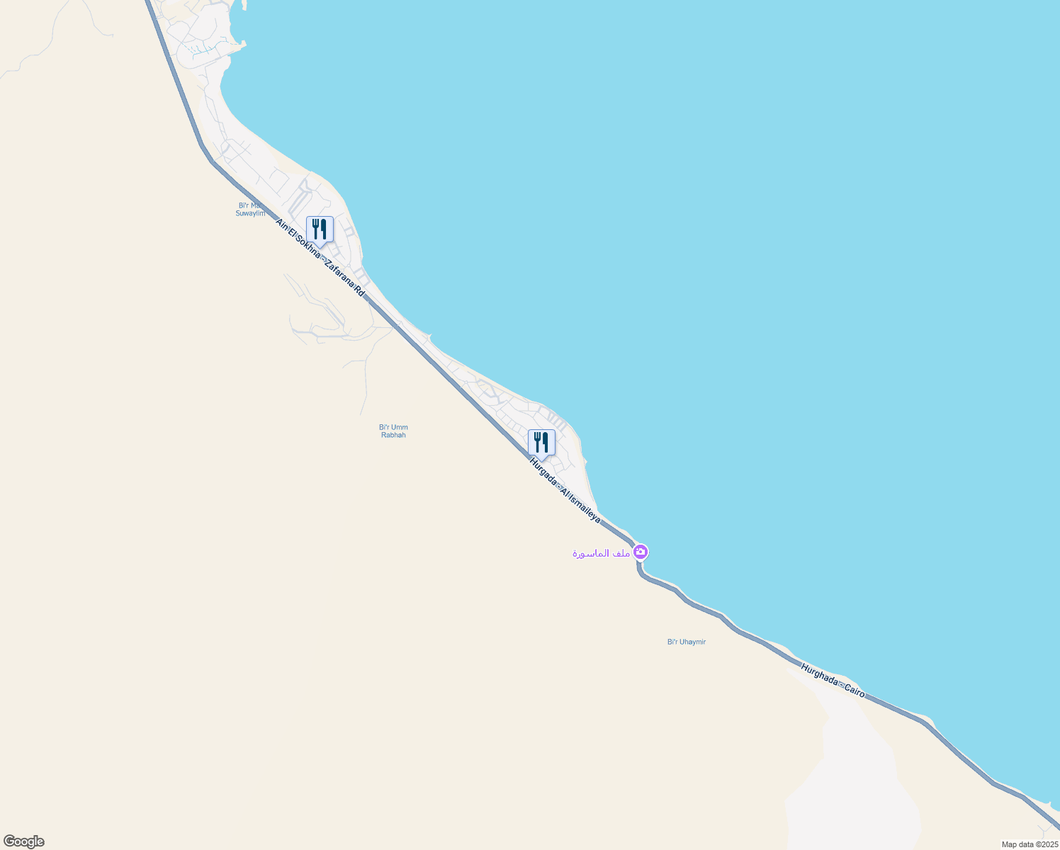 map of restaurants, bars, coffee shops, grocery stores, and more near Hurgada - Al Ismaileya in Attaka