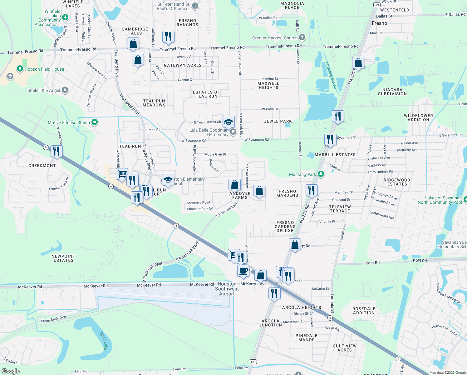 map of restaurants, bars, coffee shops, grocery stores, and more near 1114 Richmond Knoll Court in Fresno