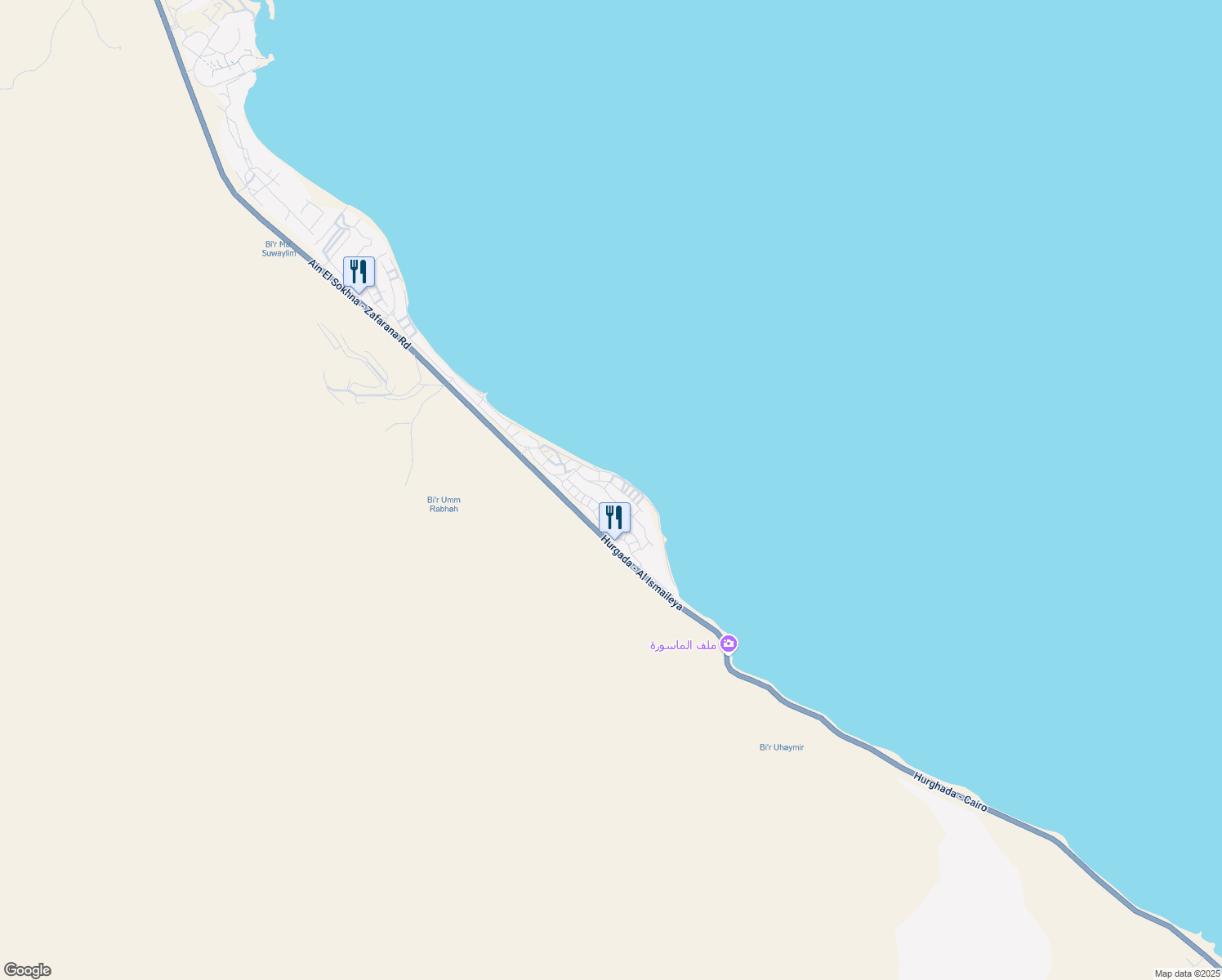 map of restaurants, bars, coffee shops, grocery stores, and more near Hurgada - Al Ismaileya in Attaka