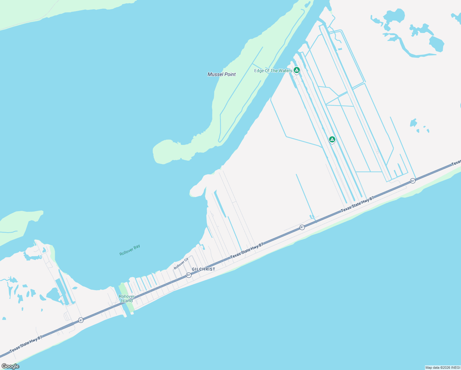 map of restaurants, bars, coffee shops, grocery stores, and more near 1160 Faggard's Slip Road in Bolivar Peninsula