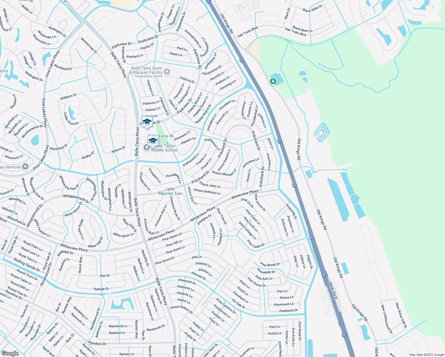 map of restaurants, bars, coffee shops, grocery stores, and more near 98 Prince Eric Ln in Palm Coast