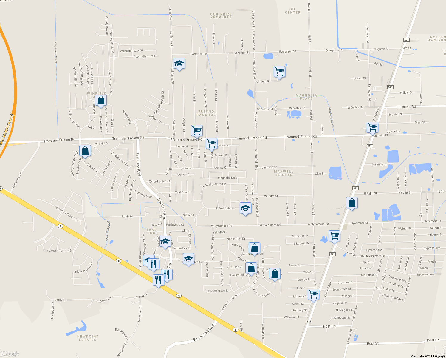 map of restaurants, bars, coffee shops, grocery stores, and more near 1207 North Magnolia Dale Drive in Fresno