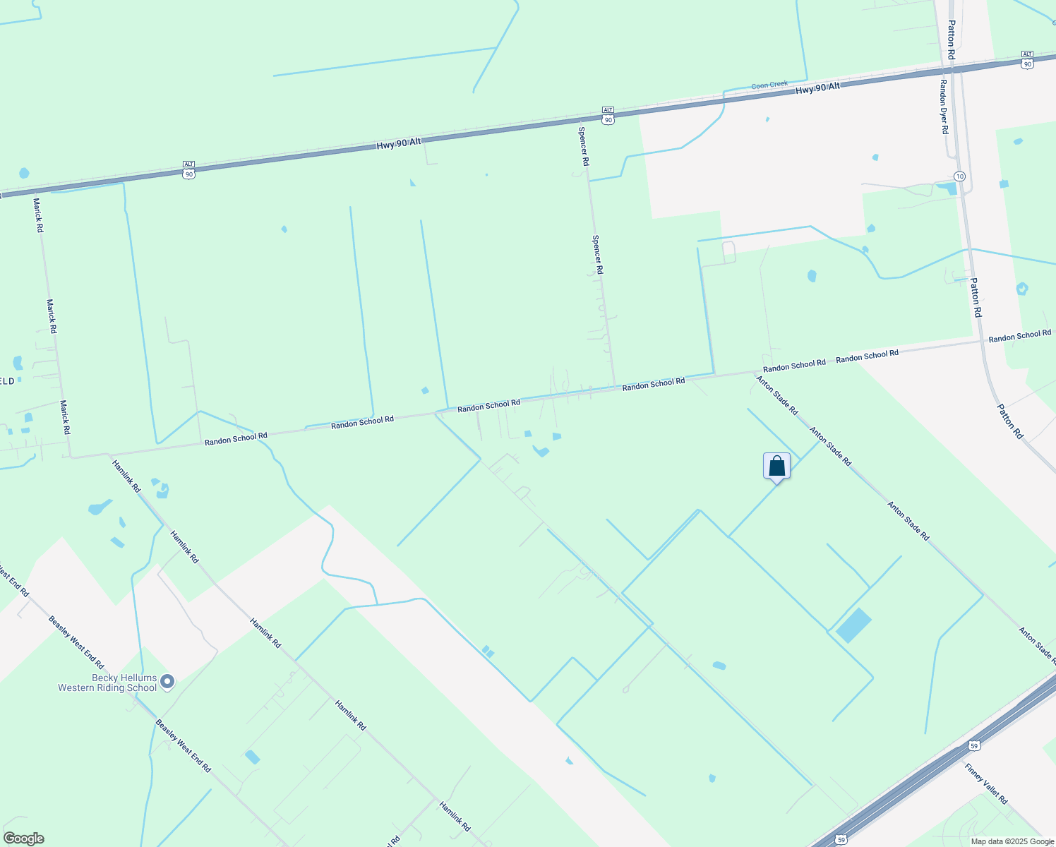 map of restaurants, bars, coffee shops, grocery stores, and more near 6325 Randon School Rd in Rosenberg