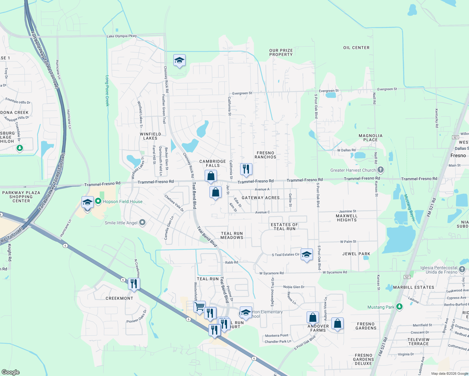 map of restaurants, bars, coffee shops, grocery stores, and more near 1706 Avenue A in Fresno