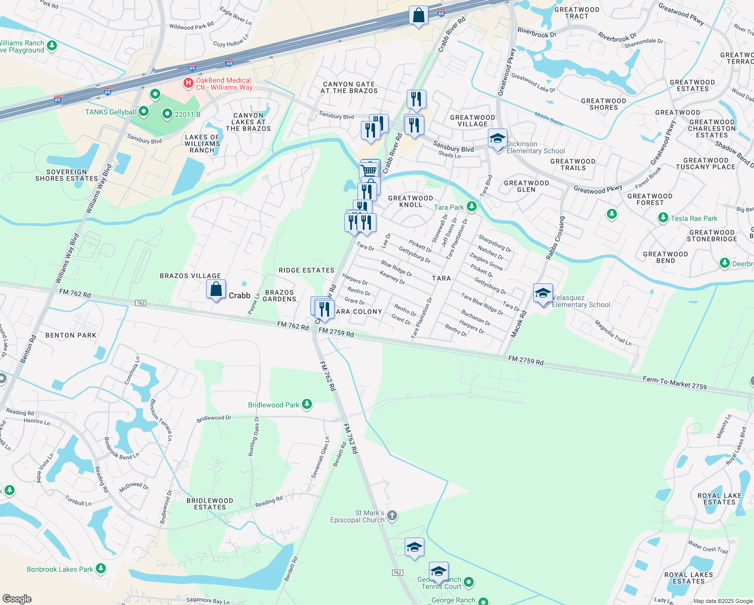 map of restaurants, bars, coffee shops, grocery stores, and more near 222 Jubal Drive in Richmond