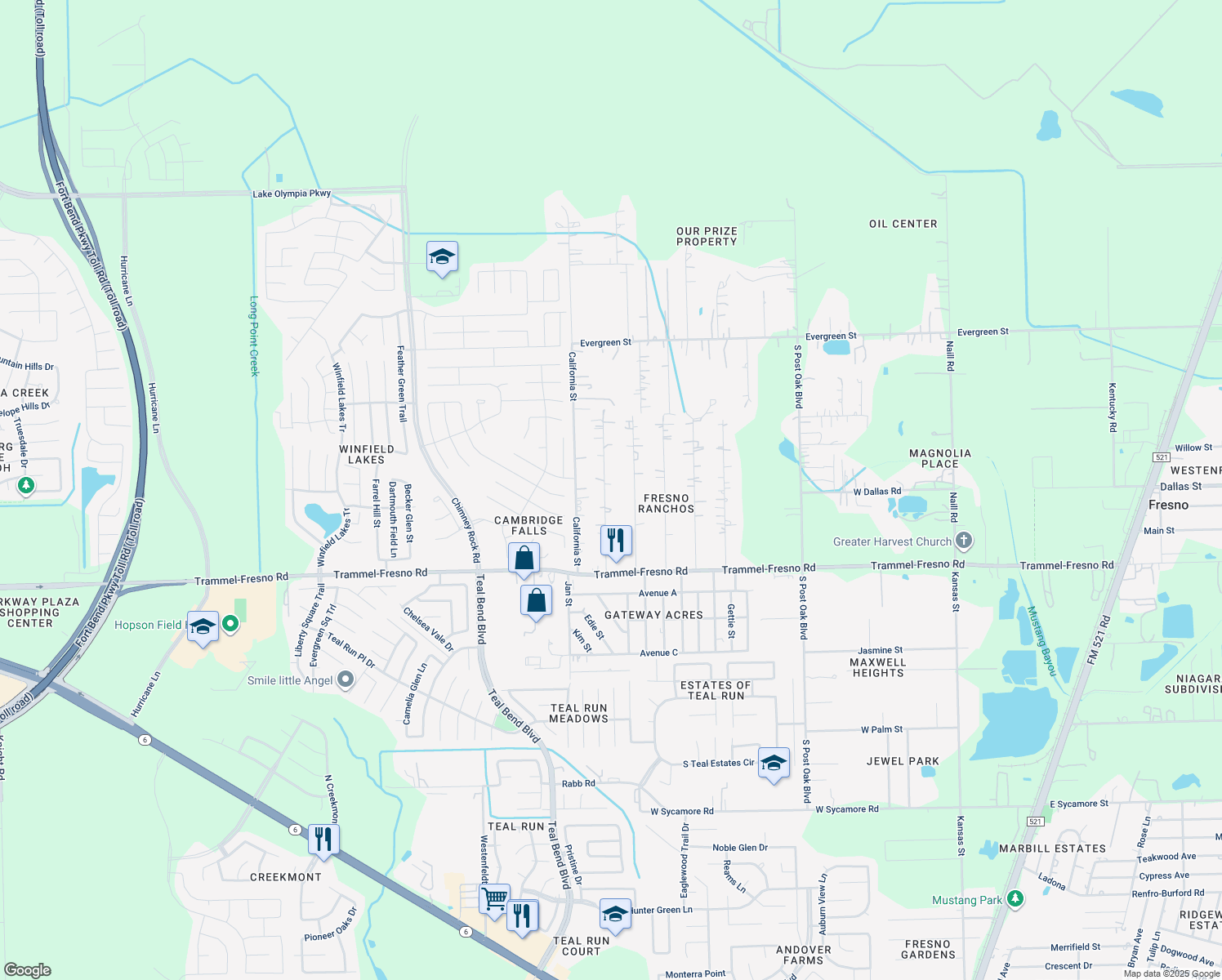 map of restaurants, bars, coffee shops, grocery stores, and more near 3207 Maryland Street in Fresno