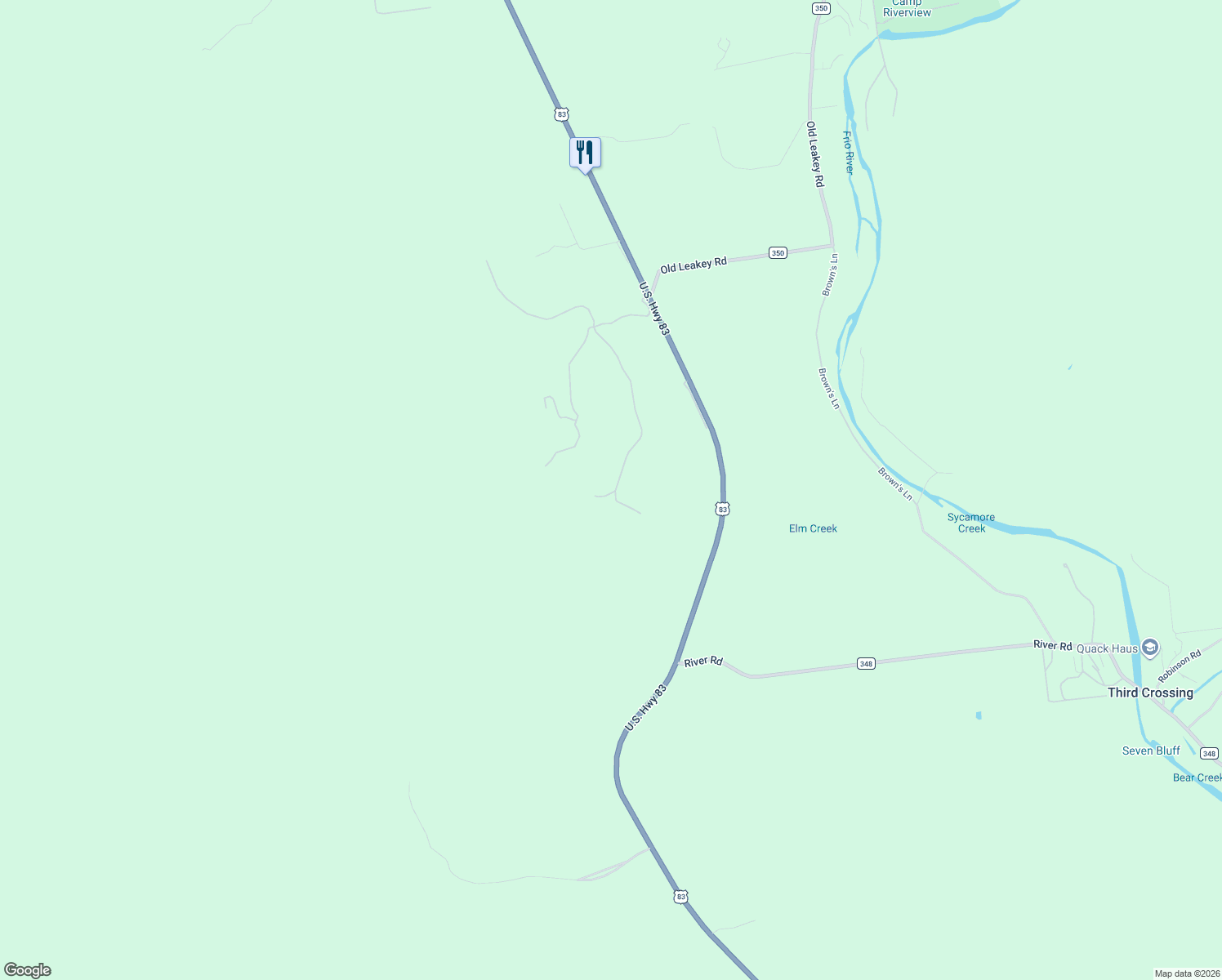 map of restaurants, bars, coffee shops, grocery stores, and more near 487 South Ridge Drive in Concan