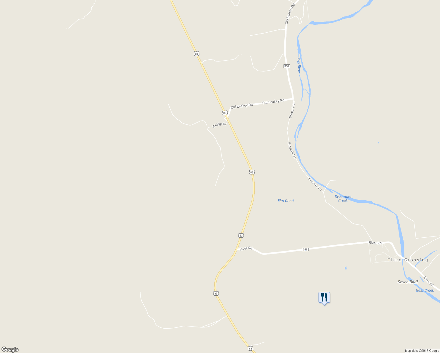 map of restaurants, bars, coffee shops, grocery stores, and more near 487 South Ridge Drive in Concan