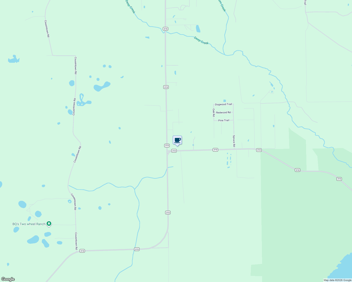 map of restaurants, bars, coffee shops, grocery stores, and more near 104 Nutmeg Trail in Interlachen