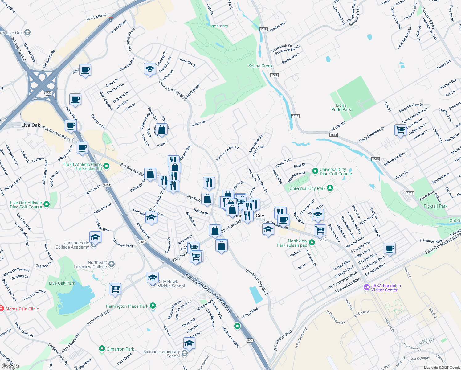 map of restaurants, bars, coffee shops, grocery stores, and more near 12814 El Dorado in Universal City