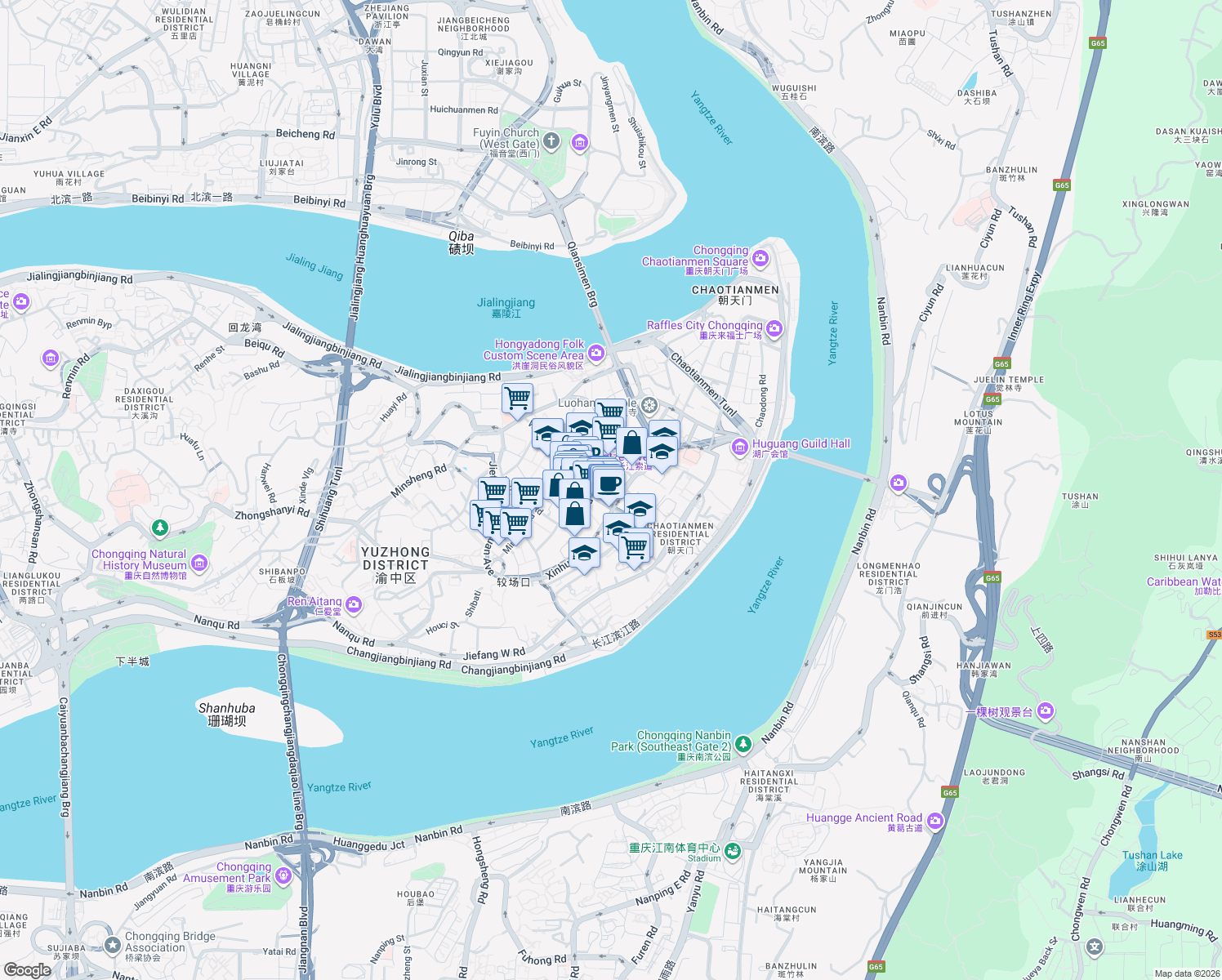 map of restaurants, bars, coffee shops, grocery stores, and more near in 