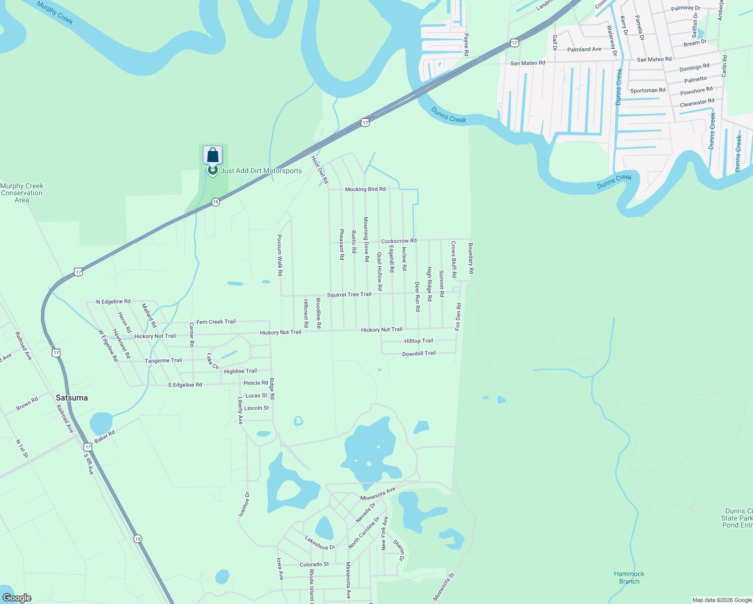 map of restaurants, bars, coffee shops, grocery stores, and more near 405 Quail Hollow Road in Satsuma