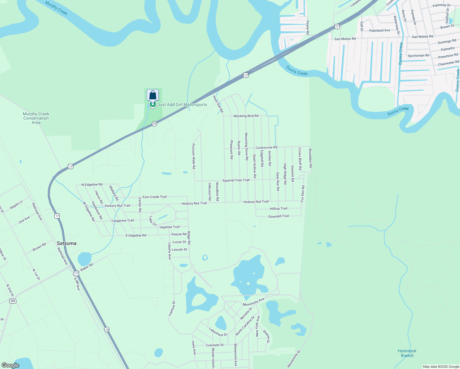 map of restaurants, bars, coffee shops, grocery stores, and more near 407 Pheasant Road in Satsuma