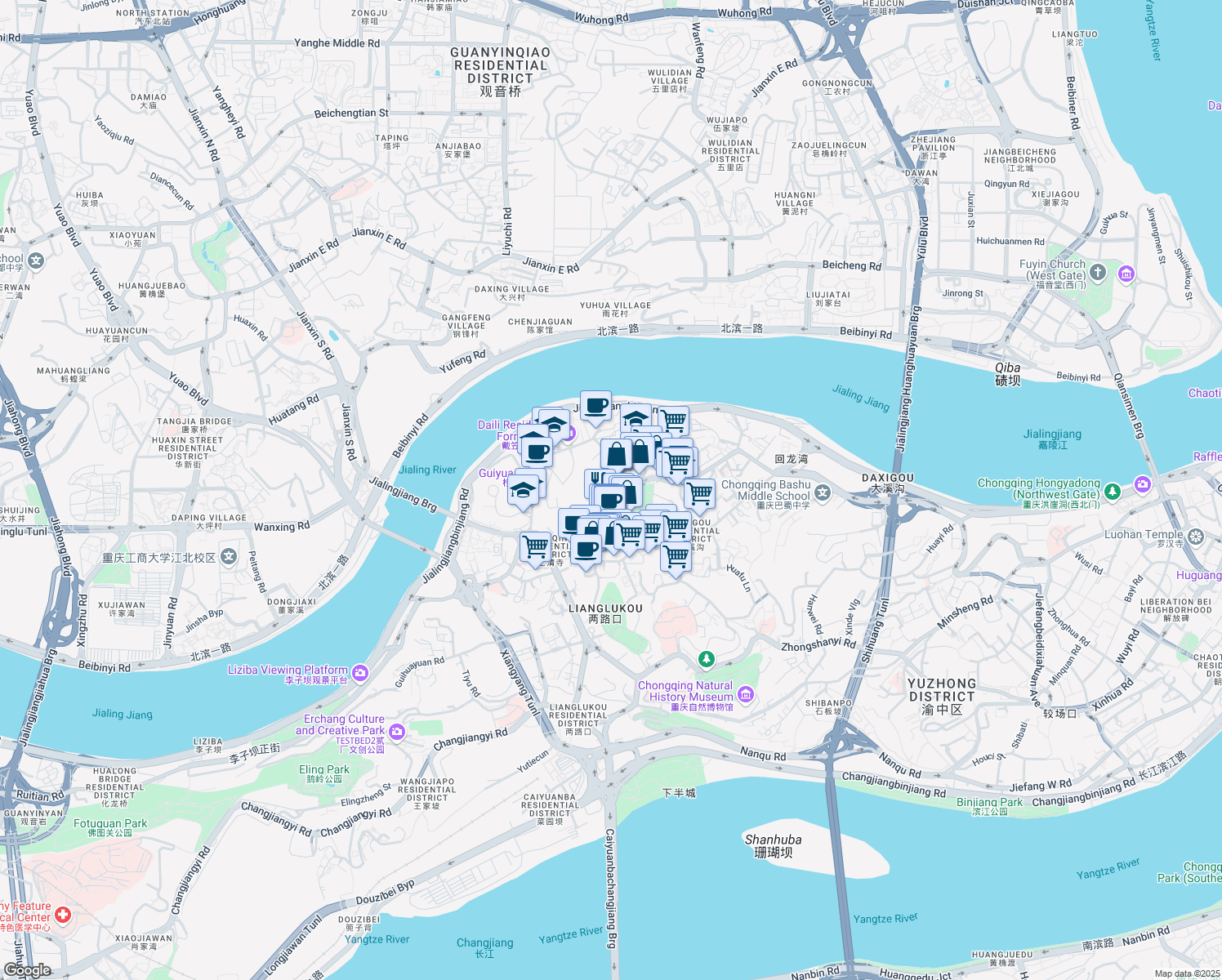 map of restaurants, bars, coffee shops, grocery stores, and more near in 