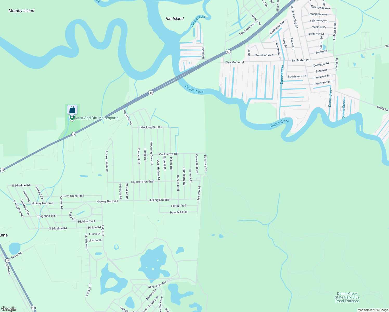 map of restaurants, bars, coffee shops, grocery stores, and more near 103 Crows Bluff Road in Satsuma