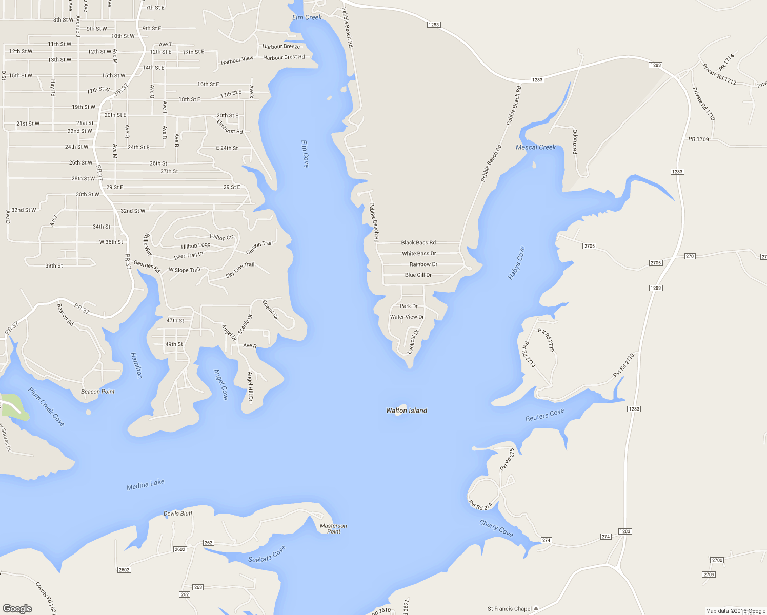 map of restaurants, bars, coffee shops, grocery stores, and more near 779 Lookout Drive in Lakehills