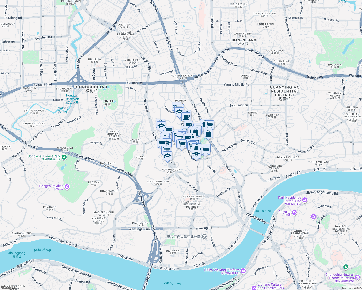map of restaurants, bars, coffee shops, grocery stores, and more near in 