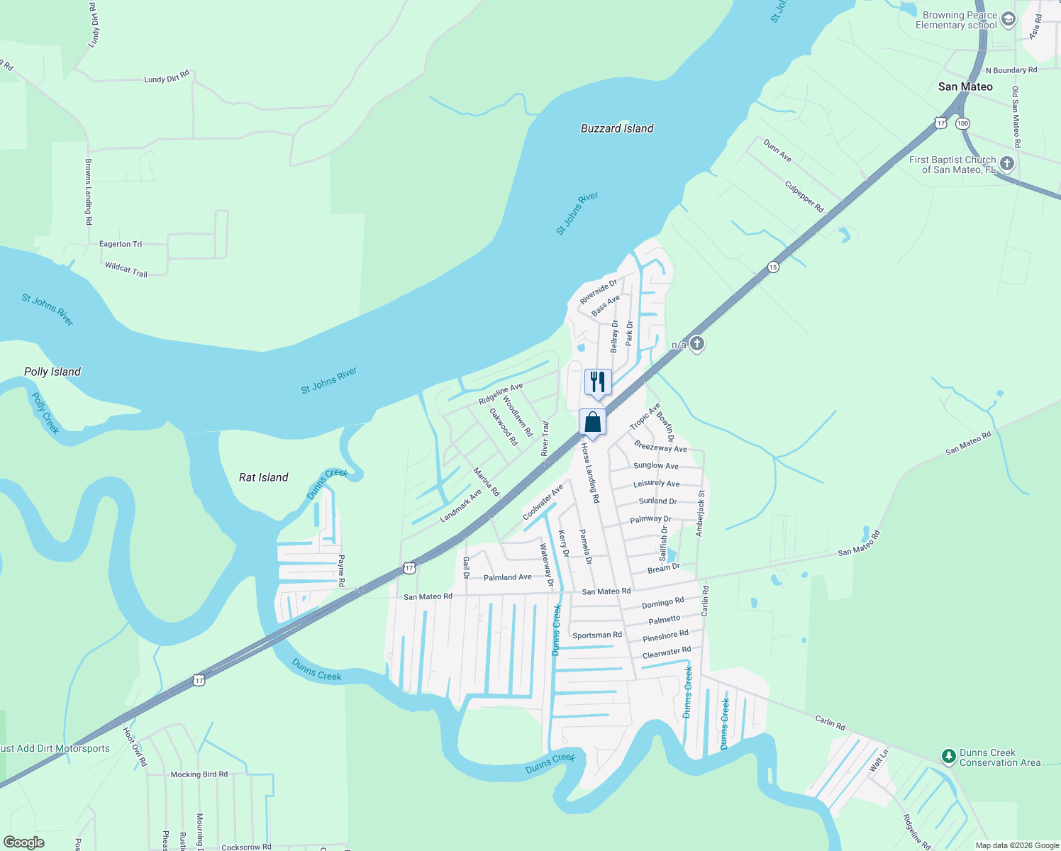 map of restaurants, bars, coffee shops, grocery stores, and more near 104 Woodlawn Road in Satsuma