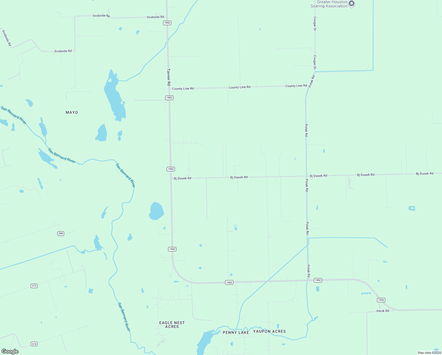 map of restaurants, bars, coffee shops, grocery stores, and more near 14920 Bj Dusek Road in Wallis