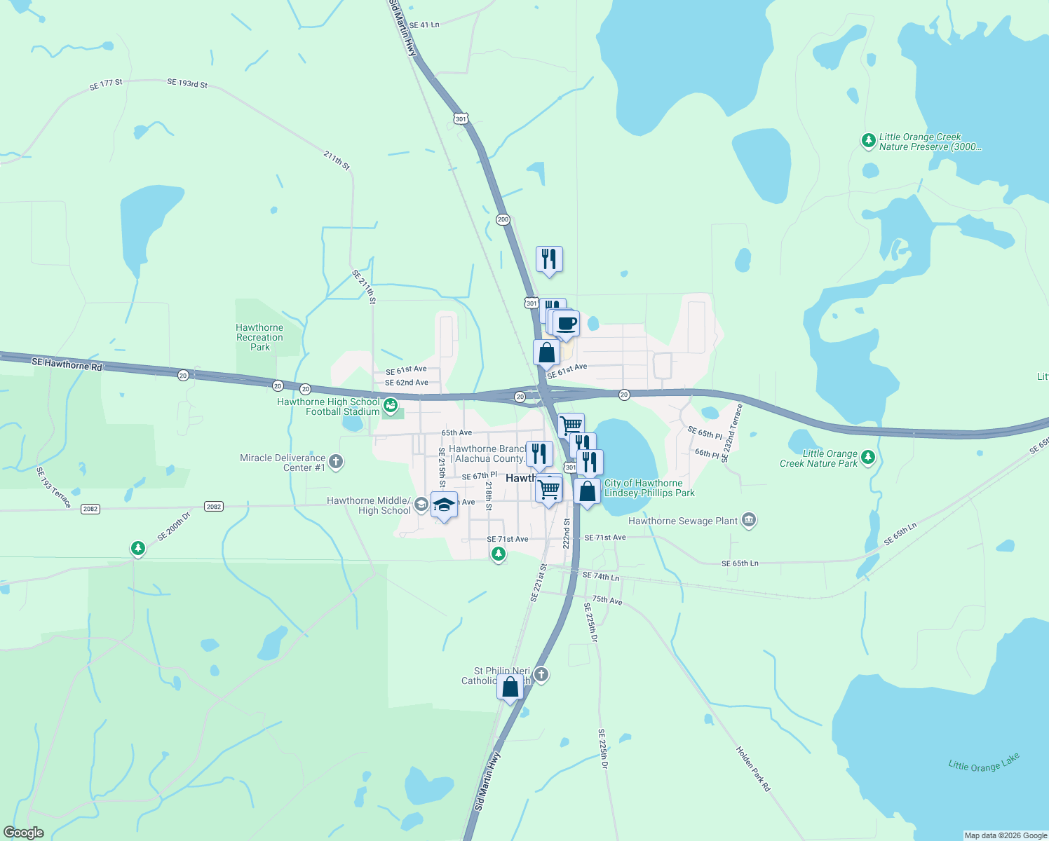 map of restaurants, bars, coffee shops, grocery stores, and more near 22000 Southeast 65th Lane in Hawthorne