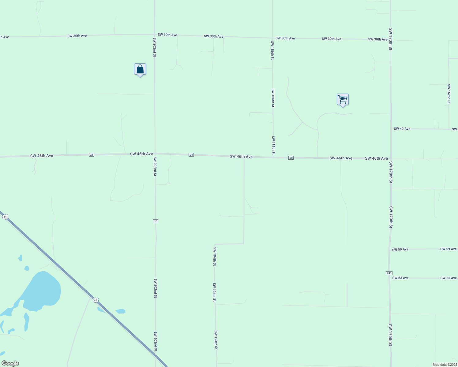 map of restaurants, bars, coffee shops, grocery stores, and more near 4928 Southwest 190 Street in Archer