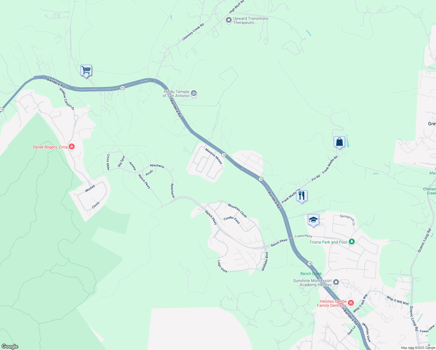 map of restaurants, bars, coffee shops, grocery stores, and more near in Helotes