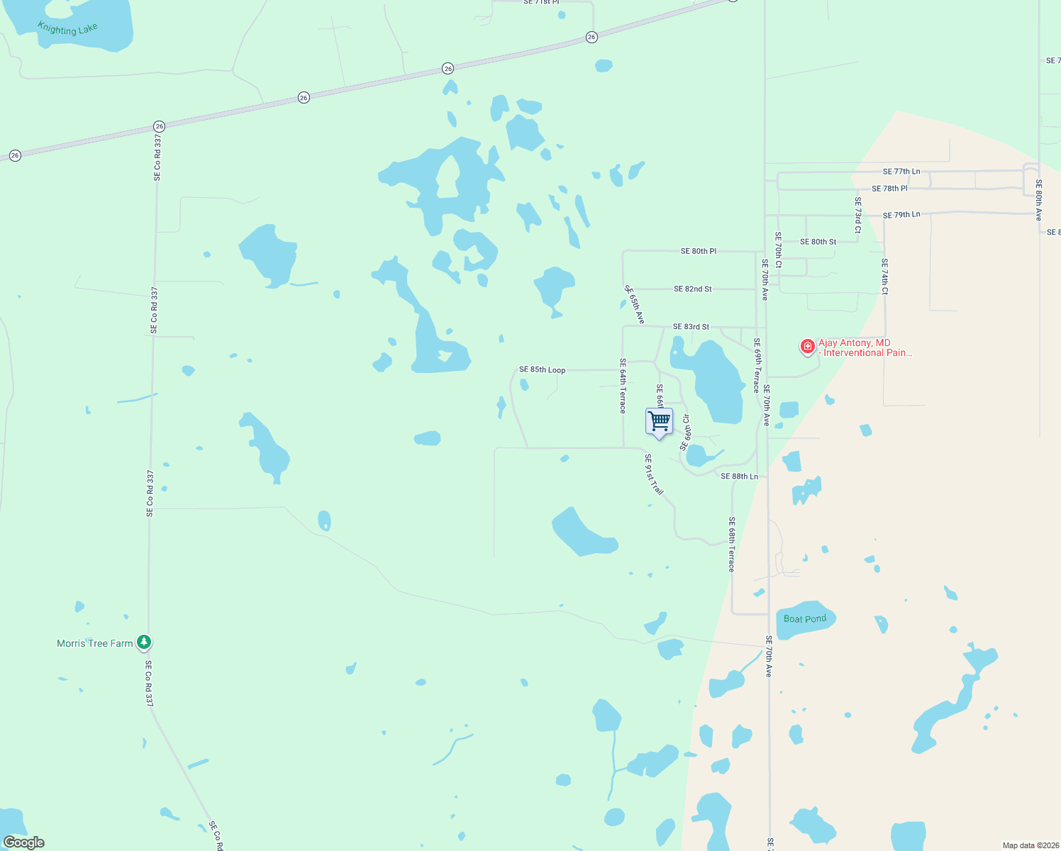map of restaurants, bars, coffee shops, grocery stores, and more near 6039 Southeast 85th Loop in Trenton