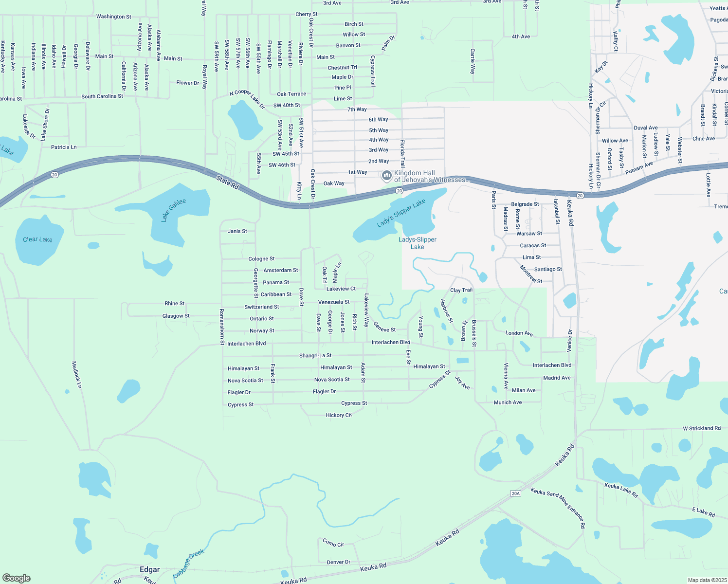 map of restaurants, bars, coffee shops, grocery stores, and more near 273 Lakeview Court in Interlachen