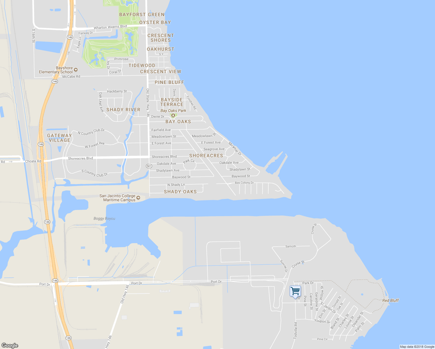 map of restaurants, bars, coffee shops, grocery stores, and more near 3542 Sunrise Drive in Harris County