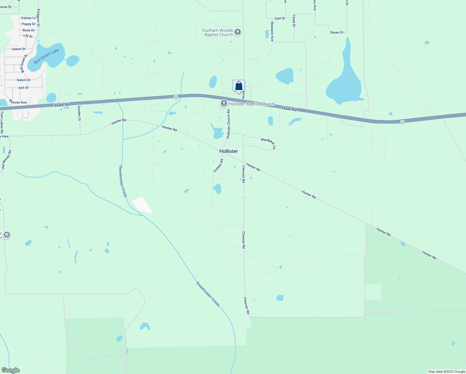 map of restaurants, bars, coffee shops, grocery stores, and more near 128 Osteen Road in Palatka