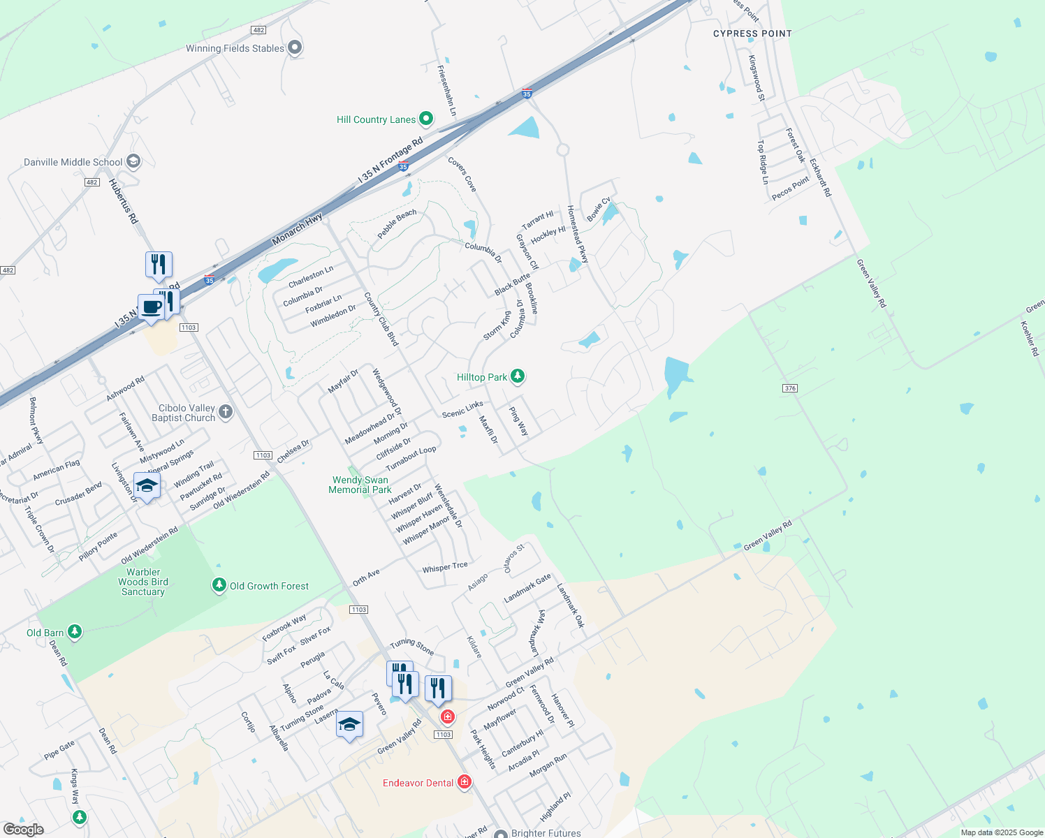 map of restaurants, bars, coffee shops, grocery stores, and more near 5729 Ping Way in Schertz