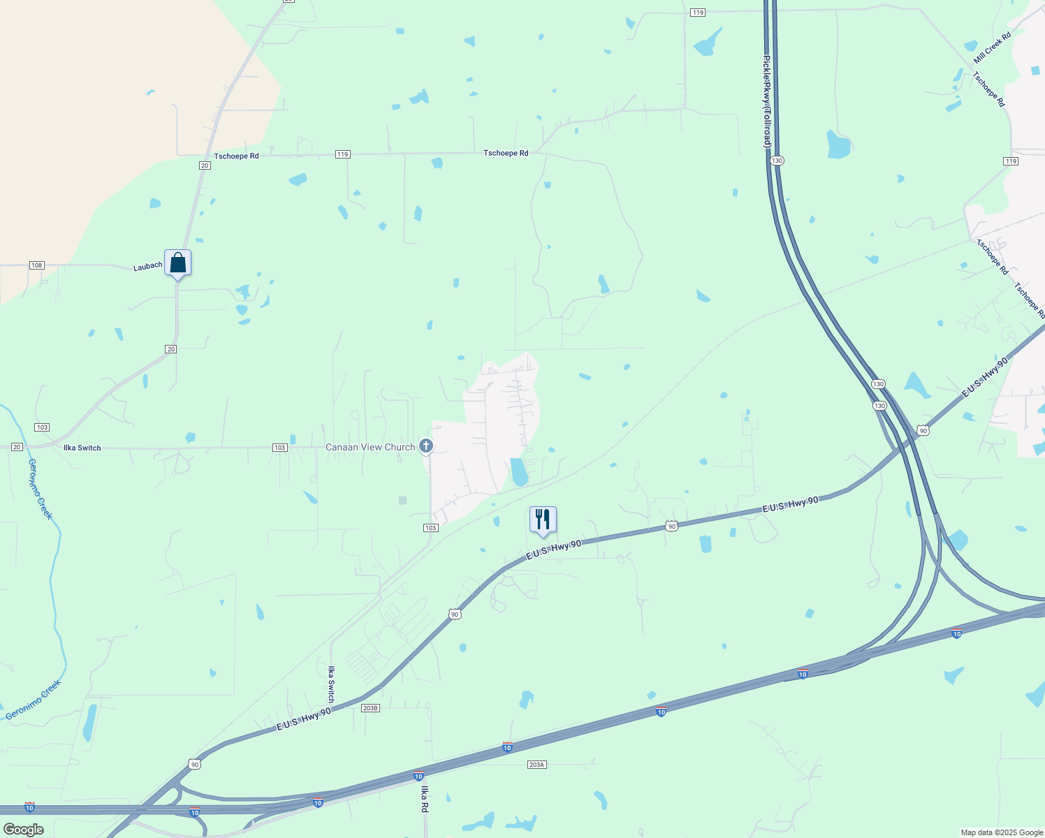 map of restaurants, bars, coffee shops, grocery stores, and more near 480 Hurst Lane in Seguin