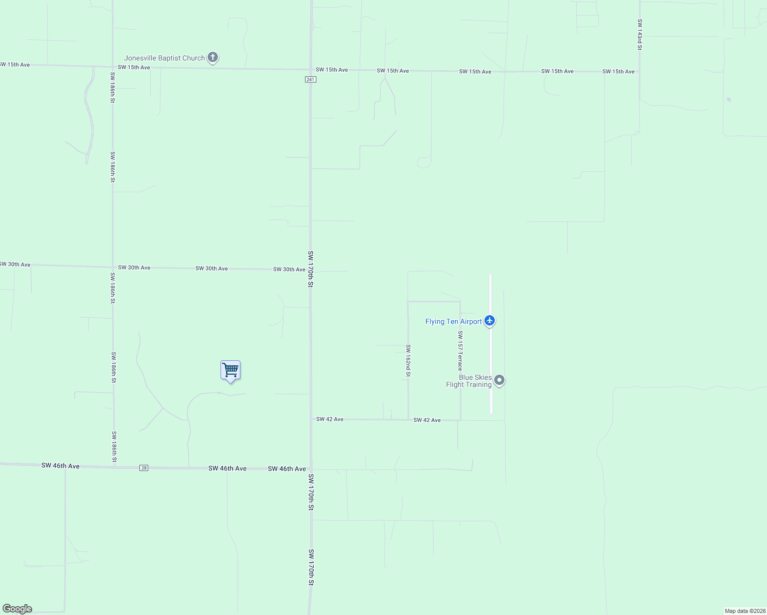 map of restaurants, bars, coffee shops, grocery stores, and more near 3314 Southwest 162 Street in Archer