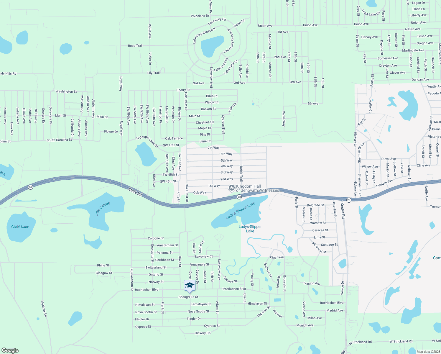 map of restaurants, bars, coffee shops, grocery stores, and more near 240 2nd Way in Interlachen
