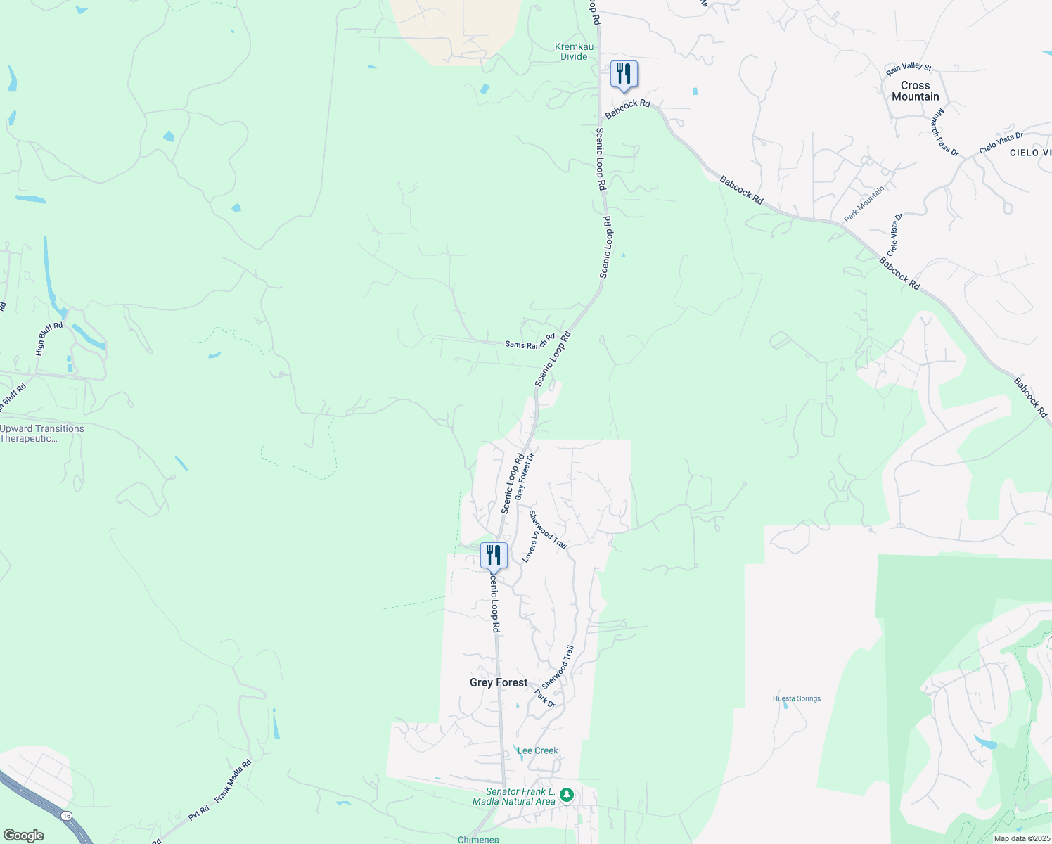 map of restaurants, bars, coffee shops, grocery stores, and more near 19891 Scenic Loop Road in Helotes