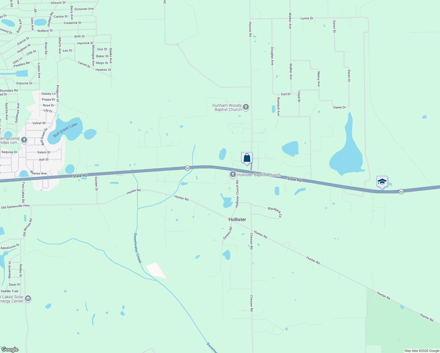 map of restaurants, bars, coffee shops, grocery stores, and more near 100 Old Vineyard Trail in Palatka