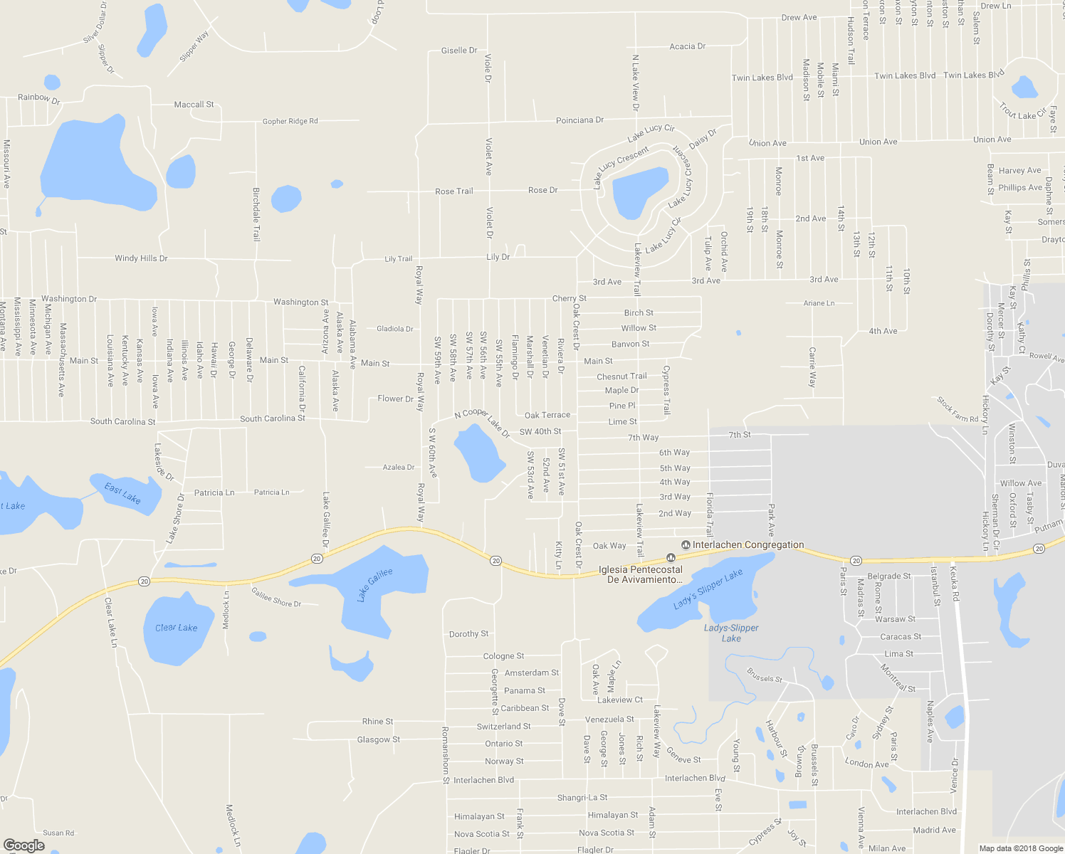 map of restaurants, bars, coffee shops, grocery stores, and more near 120 Southwest 40th Street in Interlachen