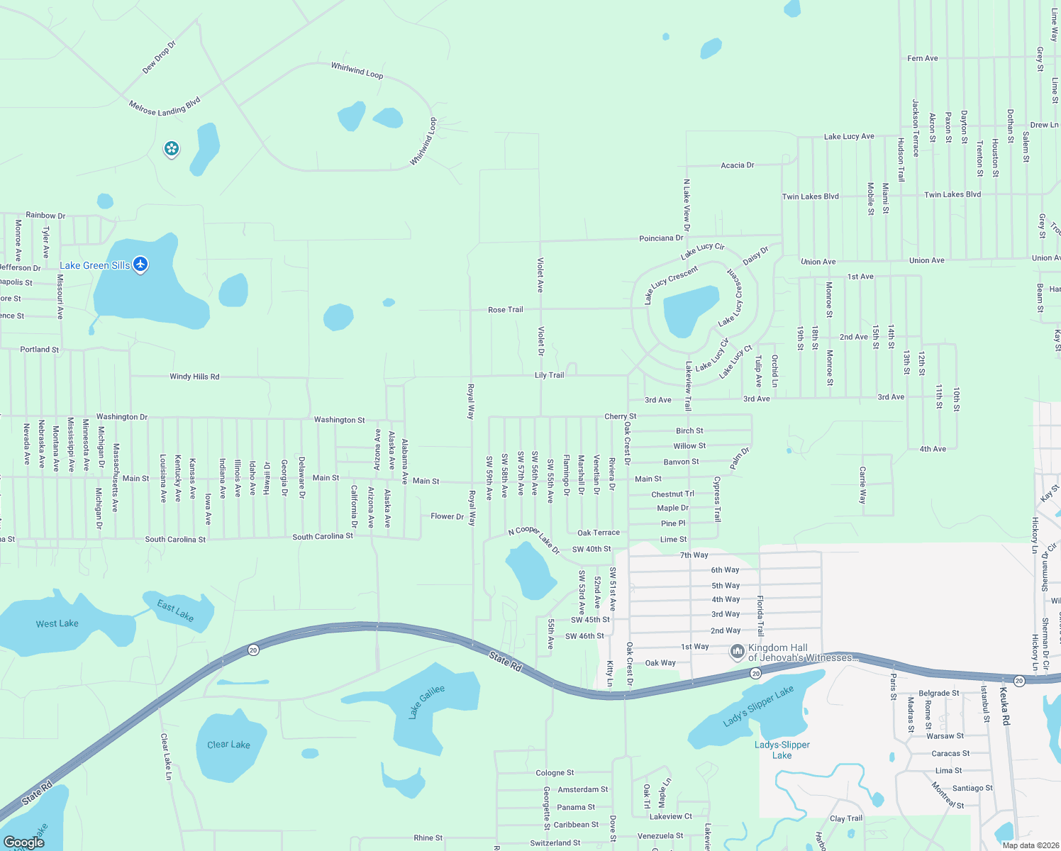 map of restaurants, bars, coffee shops, grocery stores, and more near 347 Southwest 56th Avenue in Interlachen